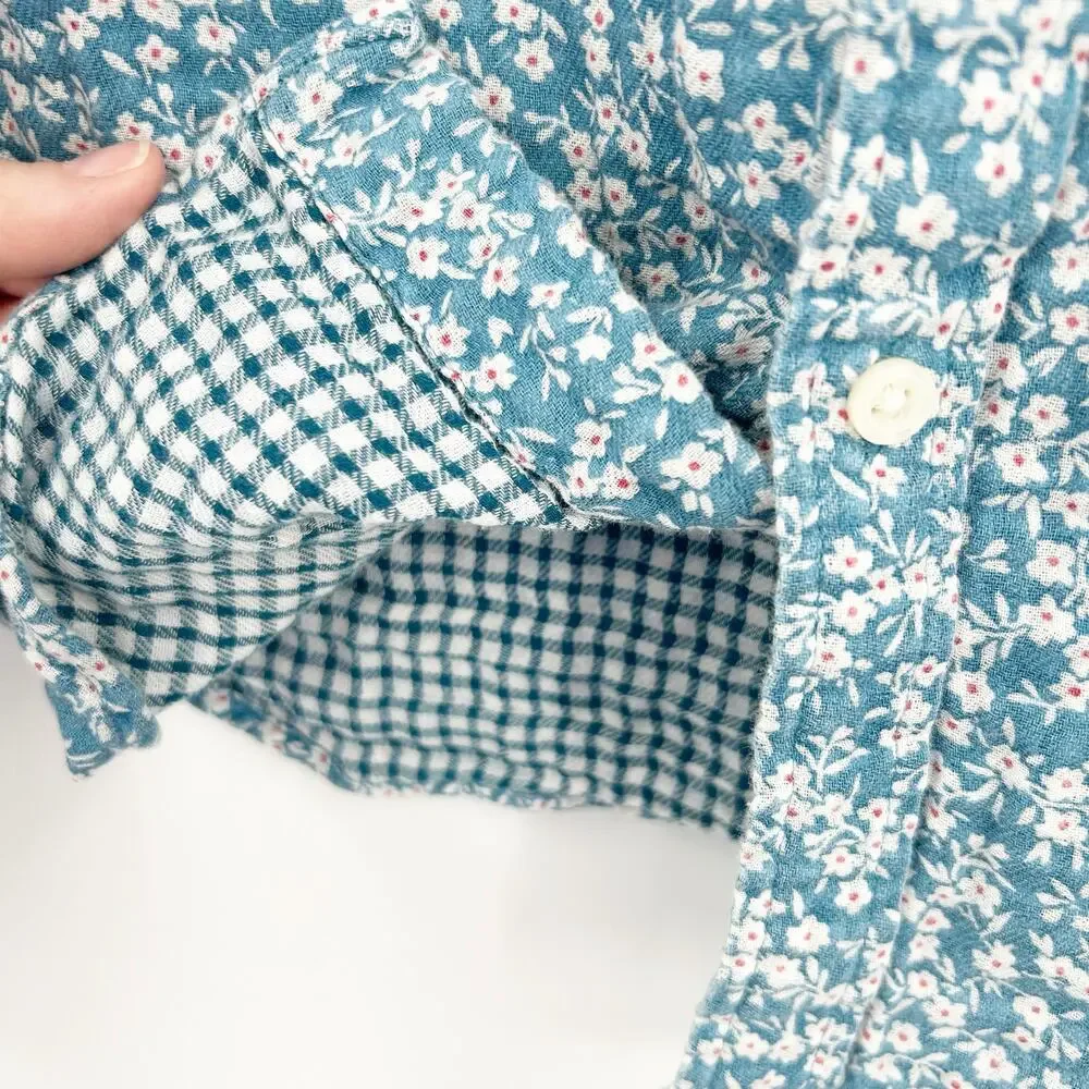 Banana Republic‎ Mens Untucked Fit Gauzy Cotton Ditsy Floral Button Up Shirt M